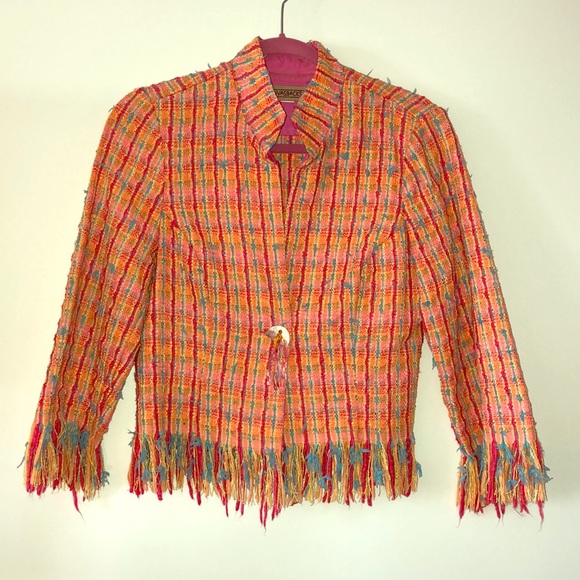 canvasbacks Jackets & Blazers - Vintage Blazer Canvasbacks Funky Fringe Boucle Tweed 6
